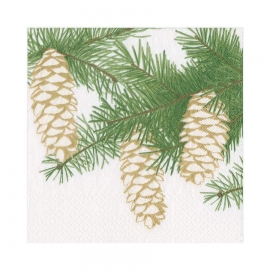 Serviettes en papier "Caspari" - lunch - "Ivory Pinecones"