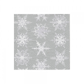 Serviettes papier - cocktail - "Falling Snow silver"