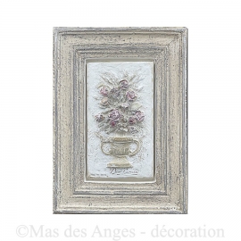 Cadre en plâtre - "Sylvan" - beige rosé -  motif fleurs.