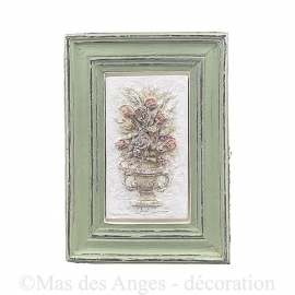 Cadre vert lichen des plaines  "Sylvan" motif fleurs.