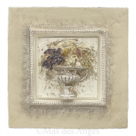 Cadre en plâtre - Spring - beige et brun - Coupe de fruits