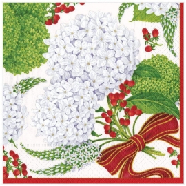 Serviettes papier - dînner - "White Snowball Hydrangeas"