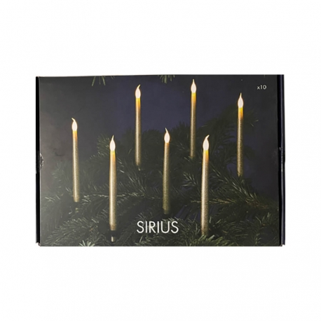 Set de 10 bougies dorées pour sapin et leur support-Carolin set -Sirius