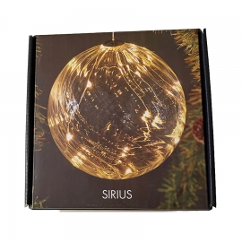 Boule en verre13 cm avec leds "Sirius"