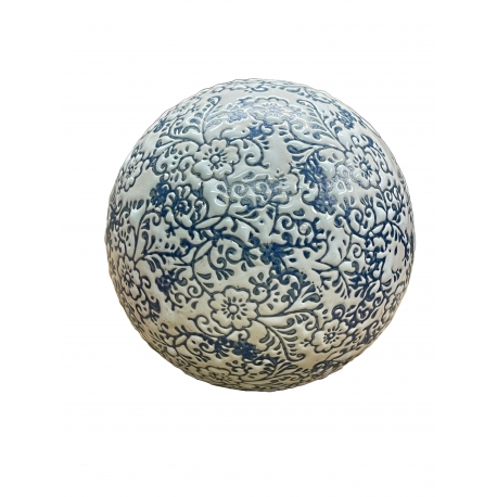 Boule en céramique Navah blanche et bleu 10 cm