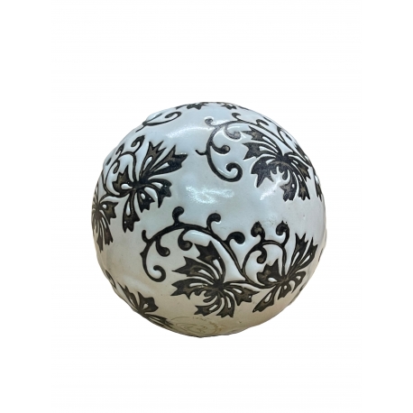 Boule Navah, en céramique - blanc et noir 6 cm